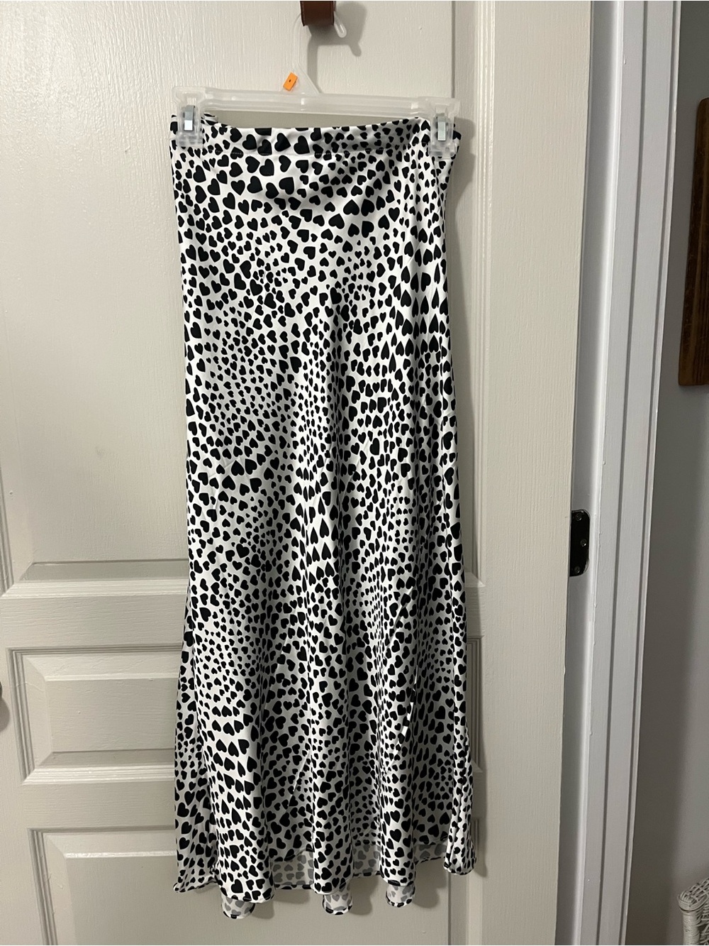 Rachel Zoe Black and White Heart-Spot Maxi Skirt
